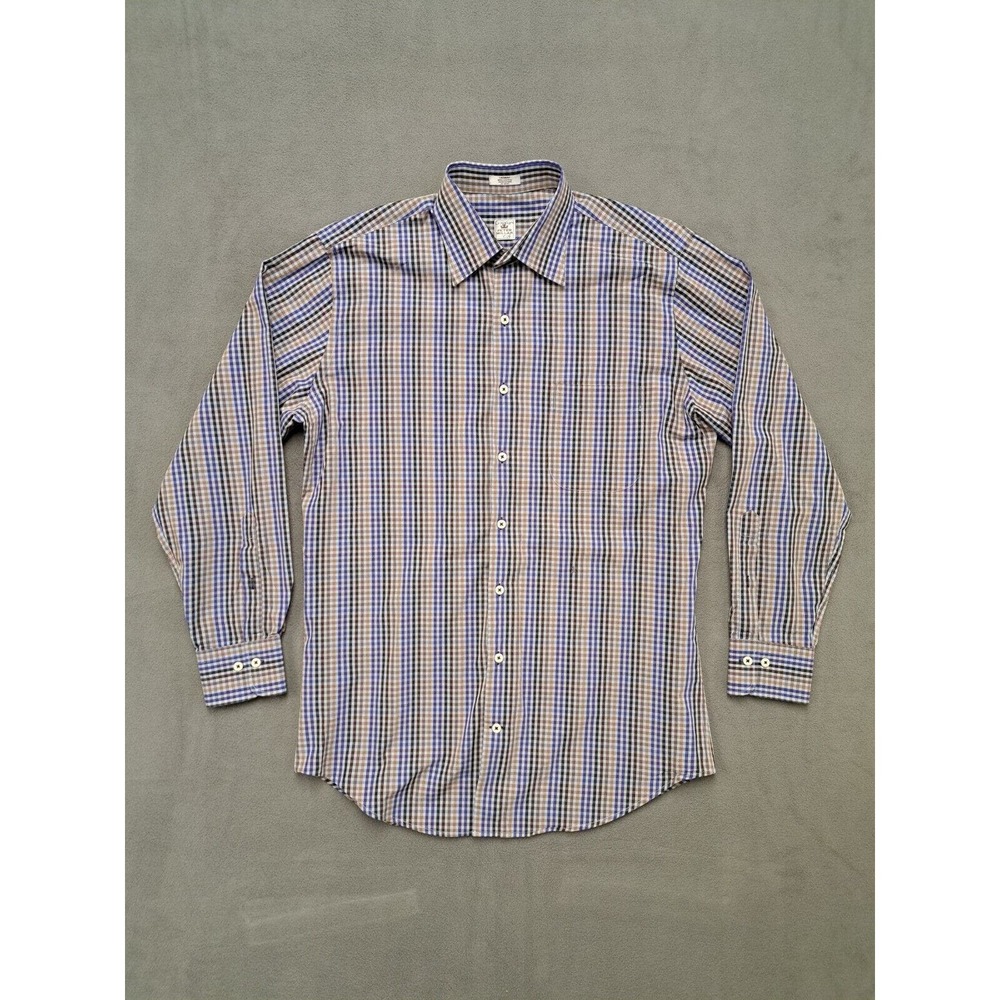 PETER MILLAR Mens Long Sleeve Shirt Size M Gingham Check 100% Cotton